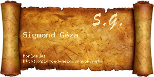 Sigmond Géza névjegykártya